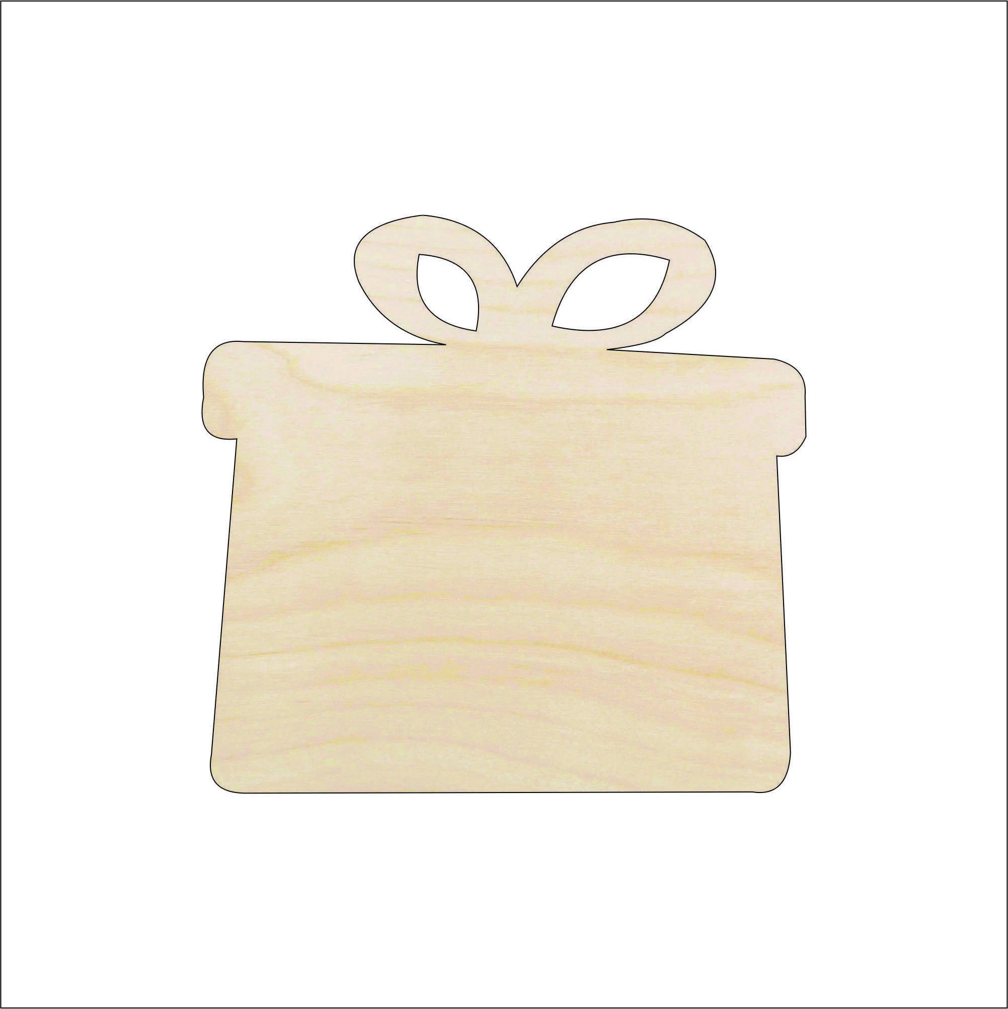 Present - Laser Cut Out Unfinished Wood Craft Shape XTR13 Present - Laser Cut Out Unfinished Wood Craft Shape XTR13