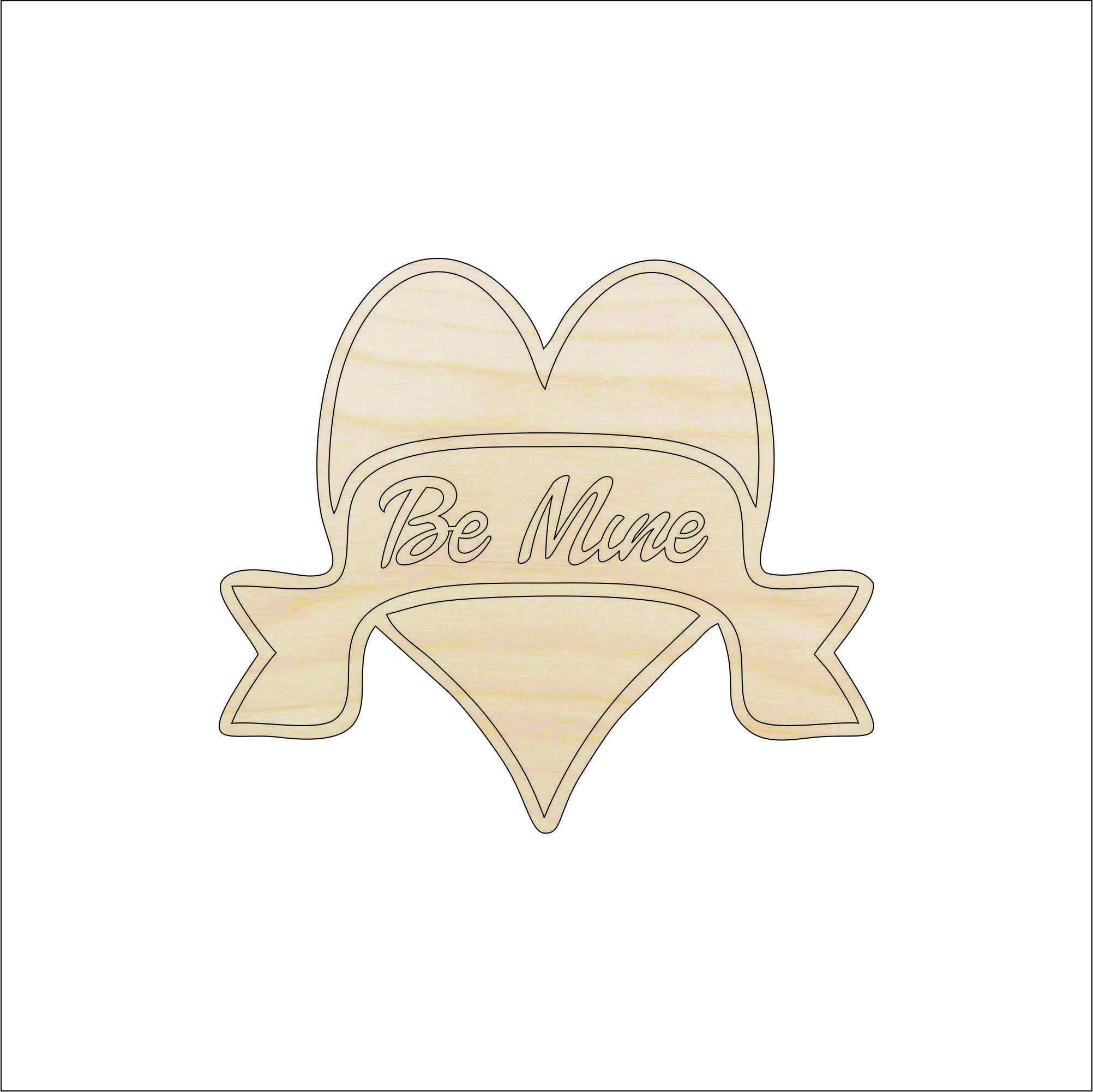 Word Be Mine Heart - Laser Cut Out Unfinished Wood Craft Shape VAL24 Word Be Mine Heart - Laser Cut Out Unfinished Wood Craft Shape VAL24