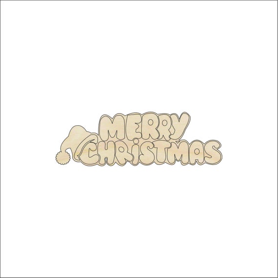 Word Merry Christmas - Laser Cut Out Unfinished Wood Craft Shape XMS57 Word Merry Christmas - Laser Cut Out Unfinished Wood Craft Shape XMS57