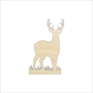 Deer in grass -  Wood Craft Shape Laser Cut Out & Unfinished DIY Craft Supply  DER71