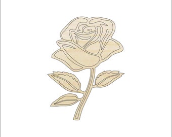 Flower Rose - Laser Cut Out Unfinished Wood Shape Craft Supply FLR38