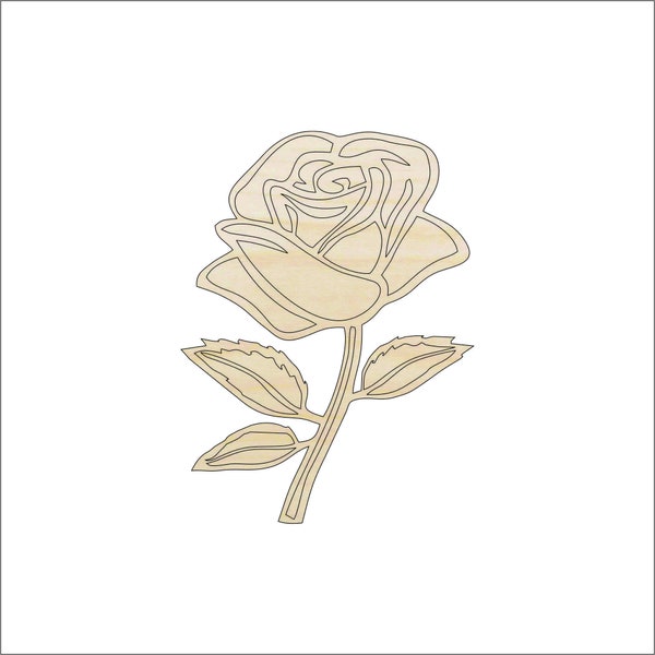 Flower Rose - Laser Cut Out Unfinished Wood Shape Craft Supply FLR38