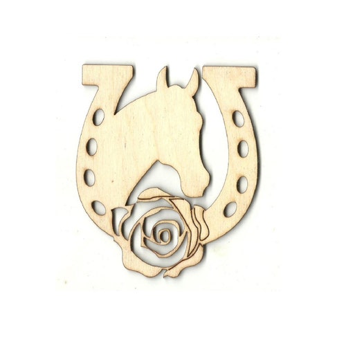 Horse & Horseshoe Laser Cut Out Unfinished Wood Shape Craft Etsy