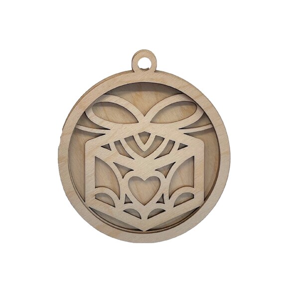 3D Ornament Present 3 Pieces Laser Cut Out Unfinished ORN99 3D Ornament Present 3 Pieces Laser Cut Out Unfinished ORN99