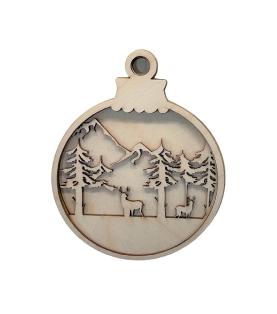 3D Ornament Deer 3 Pieces Laser Cut Out Unfinished ORN34 3D Ornament Deer 3 Pieces Laser Cut Out Unfinished ORN34