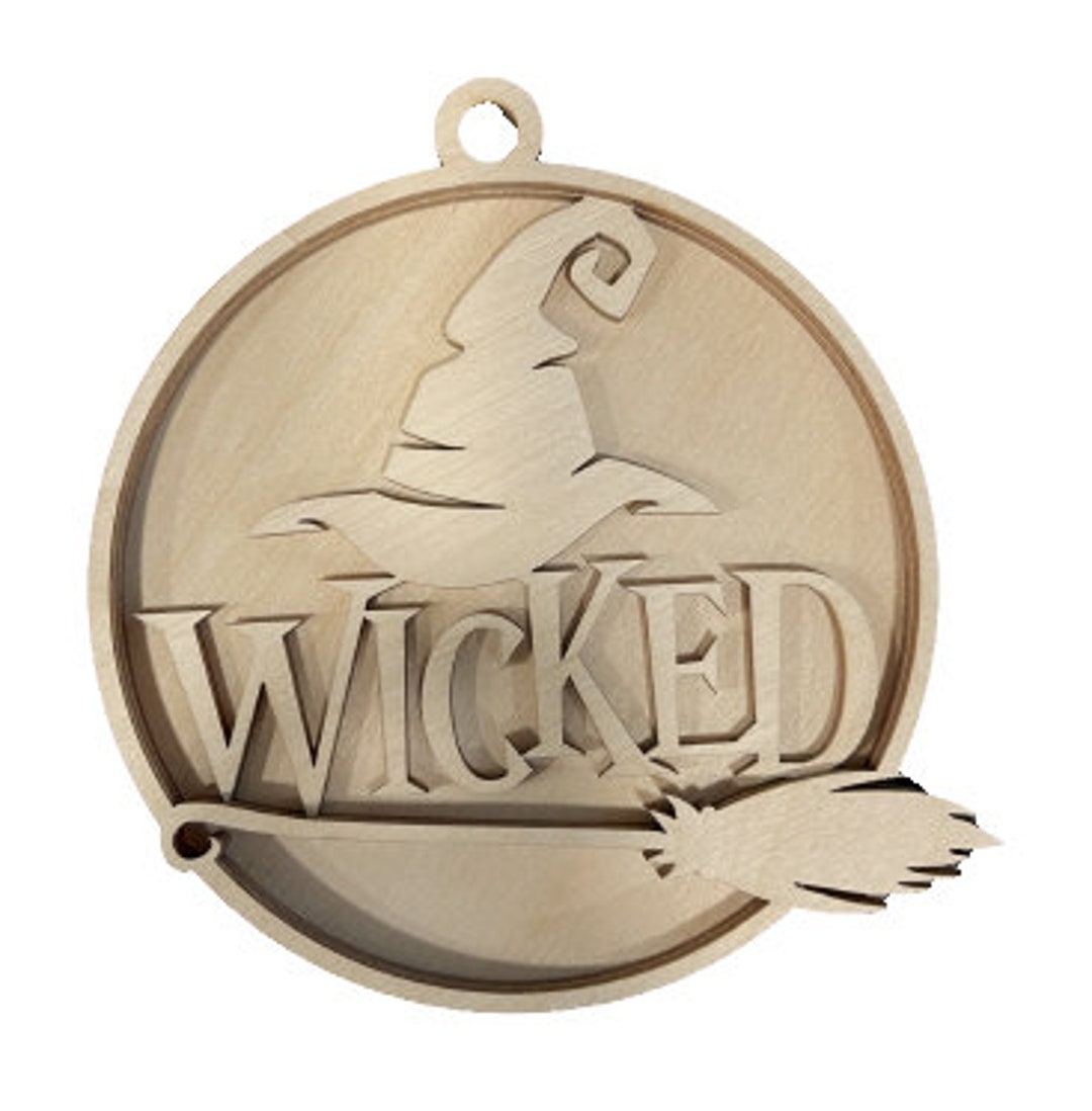 3D Ornament Witch 2 Pieces Laser Cut Out Unfinished ORN321 3D Ornament Witch 2 Pieces Laser Cut Out Unfinished ORN321
