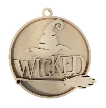 3D Ornament Witch 2 Pieces Laser Cut Out Unfinished ORN321 3D Ornament Witch 2 Pieces Laser Cut Out Unfinished ORN321