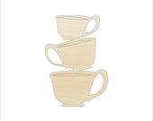 Drink Teacups - Laser Cut Out Unfinished Wood Craft Shape FOD189 Drink Teacups - Laser Cut Out Unfinished Wood Craft Shape FOD189