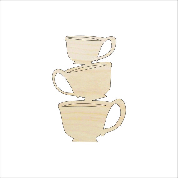 Drink Teacups - Laser Cut Out Unfinished Wood Craft Shape FOD189 Drink Teacups - Laser Cut Out Unfinished Wood Craft Shape FOD189
