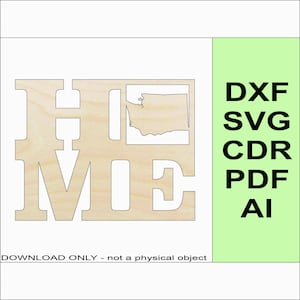 Baixe Washington Home State Design - Arquivos Laser CNC Cricut SVG DXF Glowforge "Somente arquivos digitais"