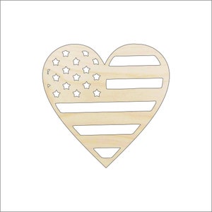 Flag American Heart - Laser Cut Out Unfinished Wood Craft Shape USA26 Flag American Heart - Laser Cut Out Unfinished Wood Craft Shape USA26