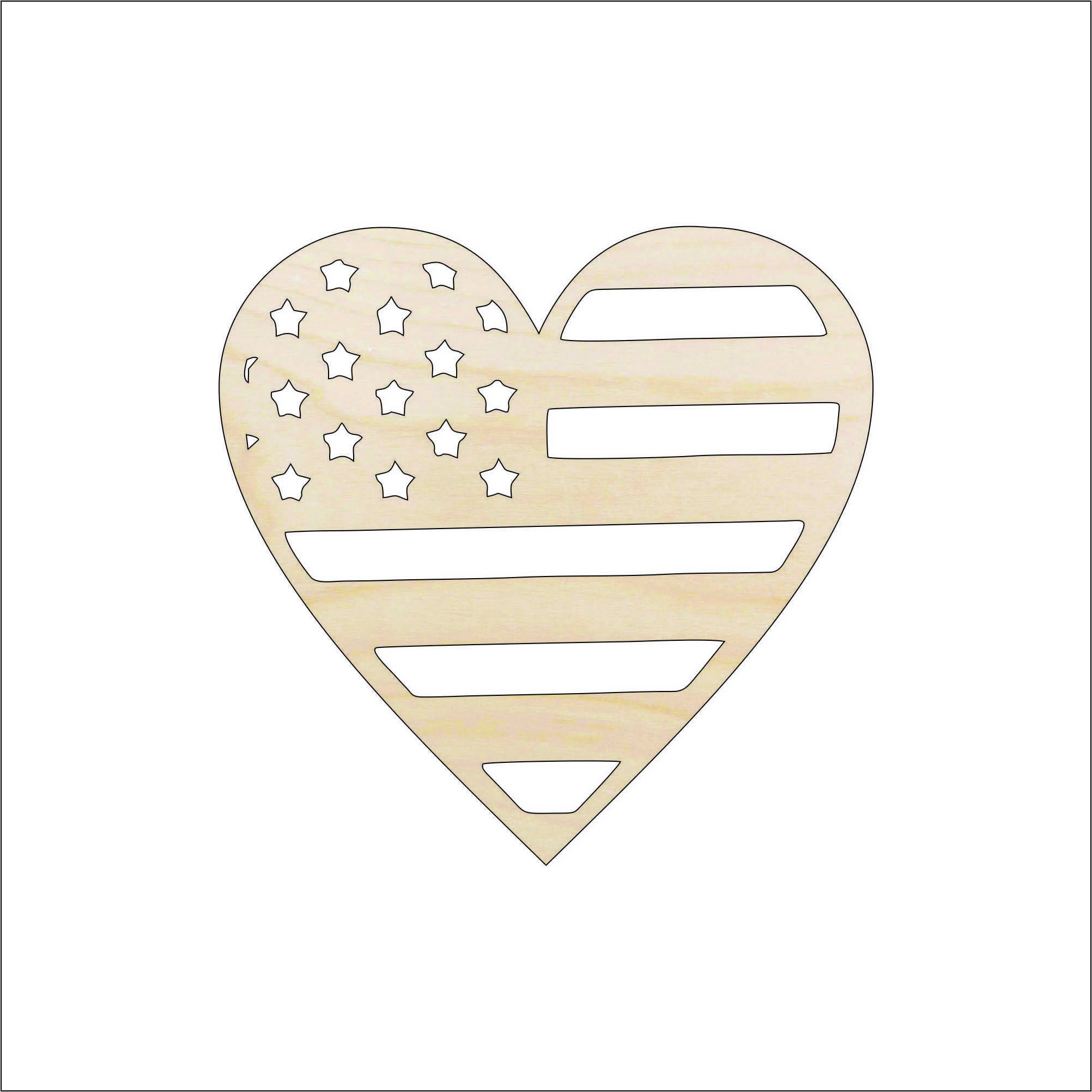 Flag American Heart - Laser Cut Out Unfinished Wood Craft Shape USA26 Flag American Heart - Laser Cut Out Unfinished Wood Craft Shape USA26