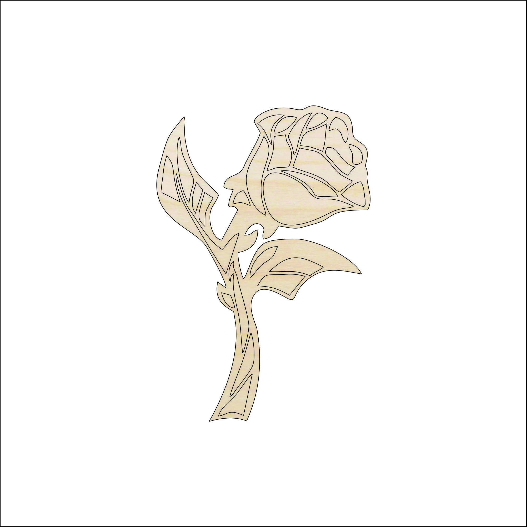 Flower Rose - Laser Cut Out Unfinished Wood Craft Shape FLR3 Flower Rose - Laser Cut Out Unfinished Wood Craft Shape FLR3