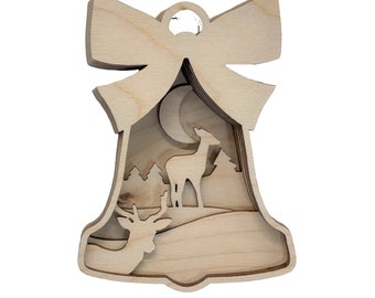 3D Ornament Deer 7 Pieces Laser Cut Out Unfinished ORN123 3D Ornament Deer 7 Pieces Laser Cut Out Unfinished ORN123