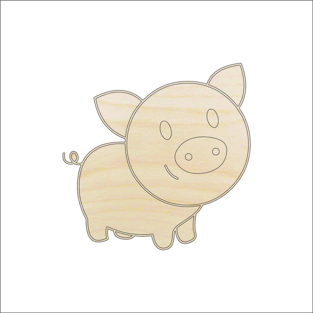 Pig - Laser Cut Out Unfinished Wood Craft Shape PIG17 Pig - Laser Cut Out Unfinished Wood Craft Shape PIG17