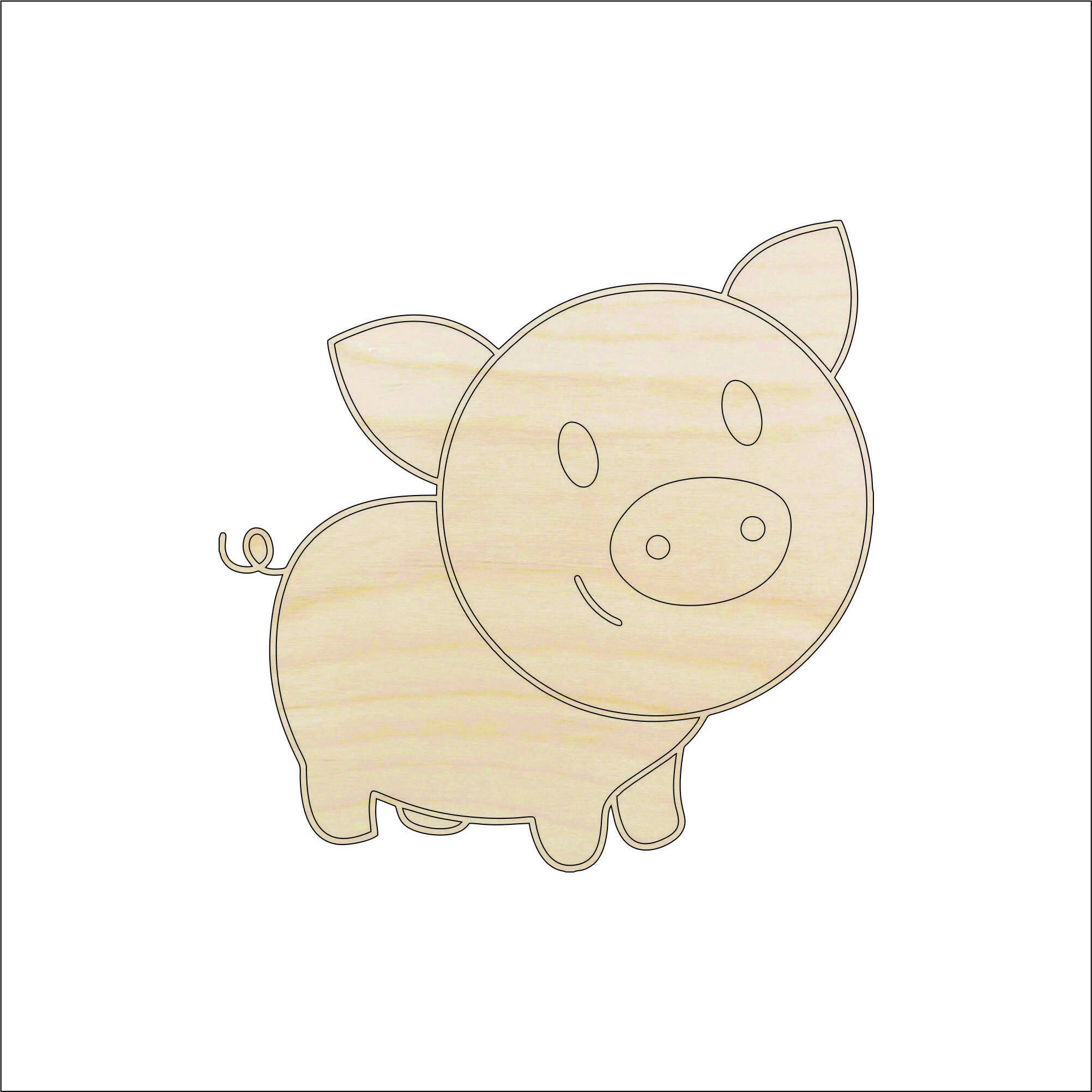 Pig - Laser Cut Out Unfinished Wood Craft Shape PIG17 Pig - Laser Cut Out Unfinished Wood Craft Shape PIG17