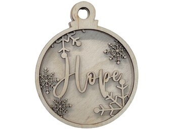 3D Ornament Hope 3 Pieces Laser Cut Out Unfinished ORN40 3D Ornament Hope 3 Pieces Laser Cut Out Unfinished ORN40