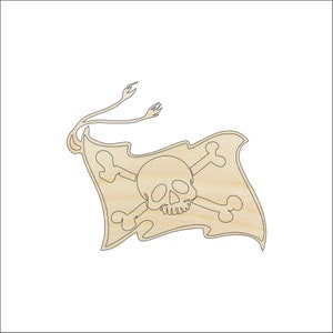 Flag Pirate - Laser Cut Out Unfinished Wood Craft Shape SKL15 Flag Pirate - Laser Cut Out Unfinished Wood Craft Shape SKL15