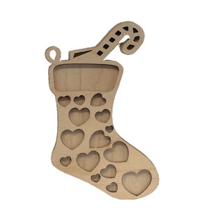 3D Ornament Stocking 2 Pieces Laser Cut Out Unfinished ORN83 3D Ornament Stocking 2 Pieces Laser Cut Out Unfinished ORN83