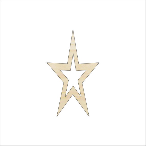 Star - Laser Cut Out Unfinished Wood Craft Shape BSC2 Star - Laser Cut Out Unfinished Wood Craft Shape BSC2