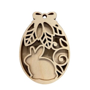 3D Ornament Bunny 5 Pieces Laser Cut Out Unfinished ORN196 3D Ornament Bunny 5 Pieces Laser Cut Out Unfinished ORN196