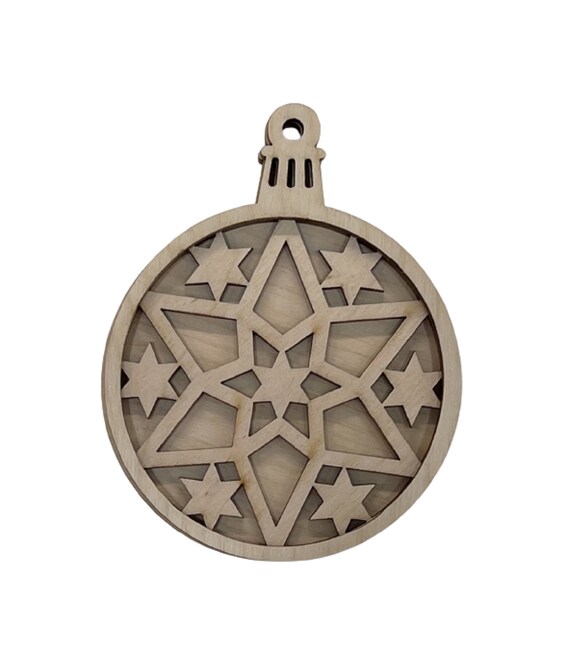 3D Ornament Star 3 Pieces Laser Cut Out Unfinished ORN32 3D Ornament Star 3 Pieces Laser Cut Out Unfinished ORN32