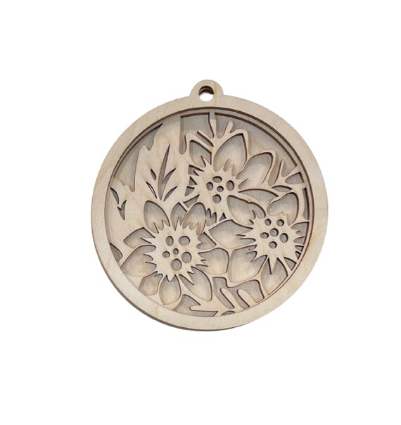 3D Ornament Flower 3 Pieces Laser Cut Out Unfinished ORN19 3D Ornament Flower 3 Pieces Laser Cut Out Unfinished ORN19