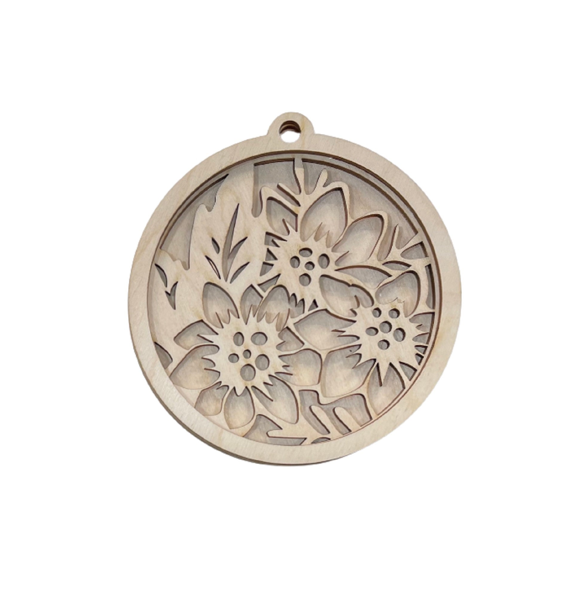 3D Ornament Flower 3 Pieces Laser Cut Out Unfinished ORN19 3D Ornament Flower 3 Pieces Laser Cut Out Unfinished ORN19