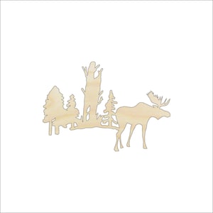 Scene Moose - Laser Cut Out Unfinished Wood Craft Shape MUS20 Scene Moose - Laser Cut Out Unfinished Wood Craft Shape MUS20