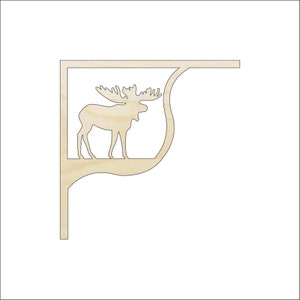 Shelf Bracket Moose - Laser Cut Out Unfinished Wood Craft Shape SHLF1 Shelf Bracket Moose - Laser Cut Out Unfinished Wood Craft Shape SHLF1