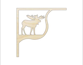 Shelf Bracket Moose - Laser Cut Out Unfinished Wood Craft Shape SHLF1 Shelf Bracket Moose - Laser Cut Out Unfinished Wood Craft Shape SHLF1