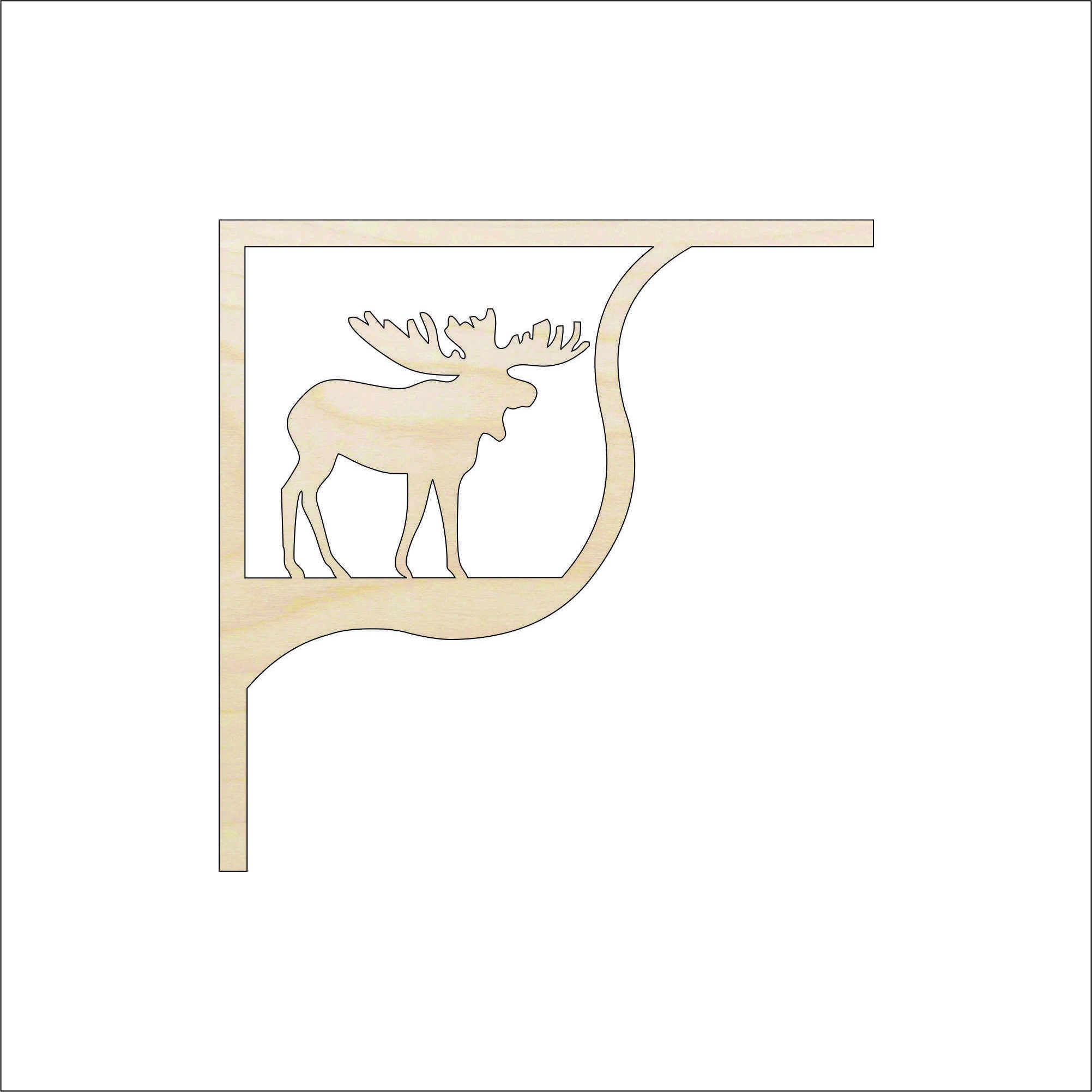 Shelf Bracket Moose - Laser Cut Out Unfinished Wood Craft Shape SHLF1 Shelf Bracket Moose - Laser Cut Out Unfinished Wood Craft Shape SHLF1
