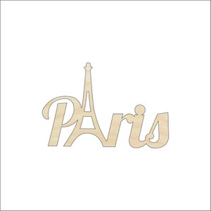 Word Paris Eiffel Tower - Laser Cut Out Unfinished Wood Craft Shape WLD95 Word Paris Eiffel Tower - Laser Cut Out Unfinished Wood Craft Shape WLD95