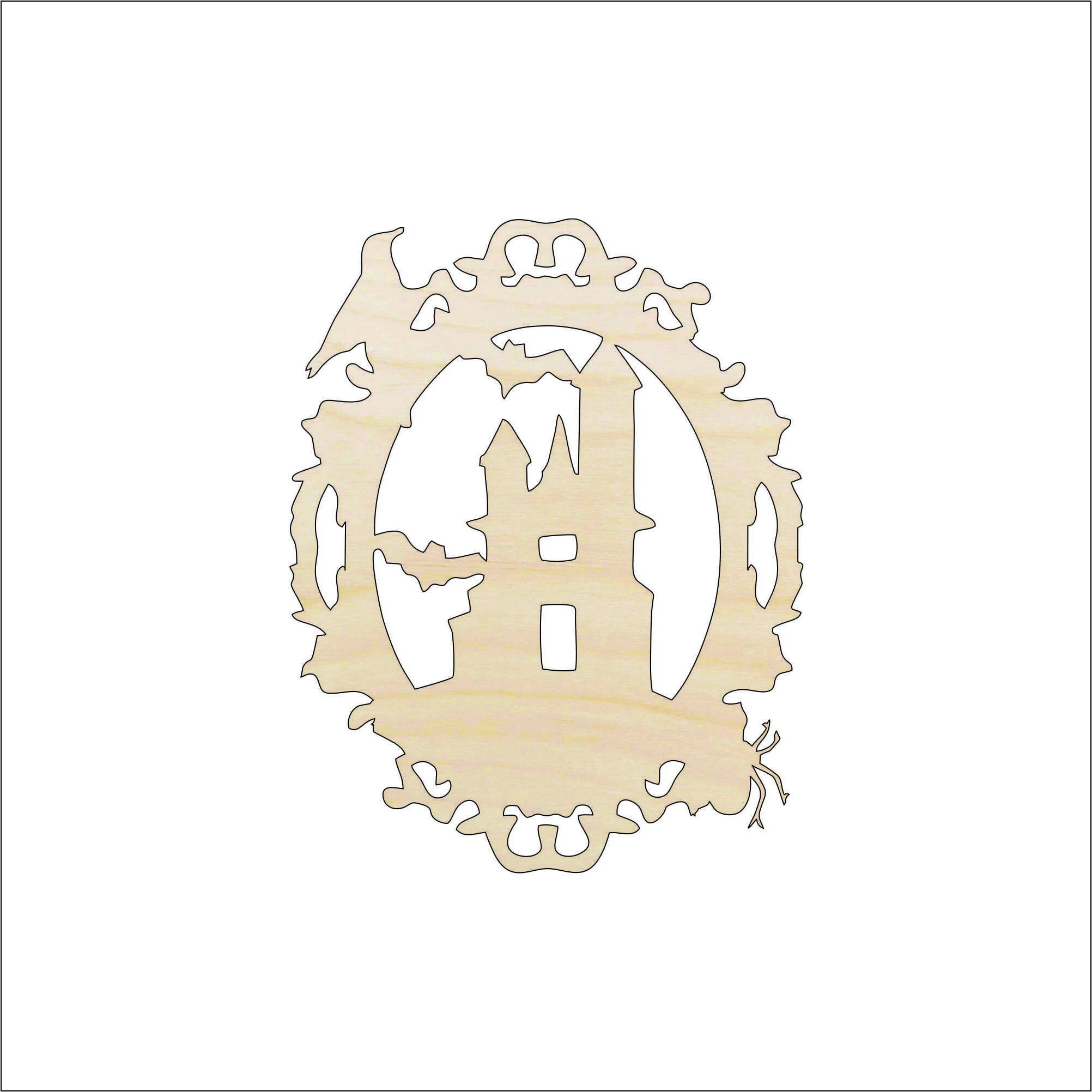 Design Haunted House - Laser Cut Out Unfinished Wood Craft Shape FAL70 Design Haunted House - Laser Cut Out Unfinished Wood Craft Shape FAL70