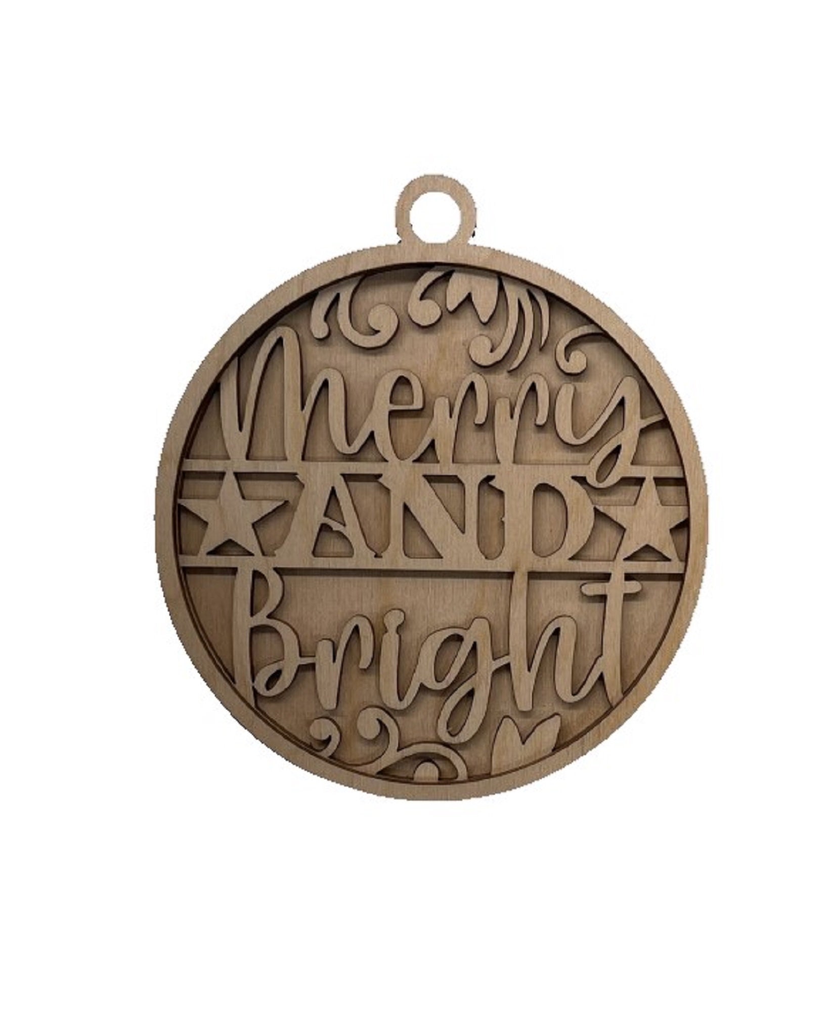 3D Ornament Merry & Bright 3 Pieces Laser Cut Out Unfinished ORN156 3D Ornament Merry & Bright 3 Pieces Laser Cut Out Unfinished ORN156