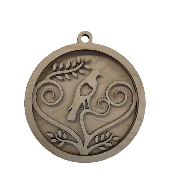 3D Ornament Bird 3 Pieces Laser Cut Out Unfinished ORN94 3D Ornament Bird 3 Pieces Laser Cut Out Unfinished ORN94