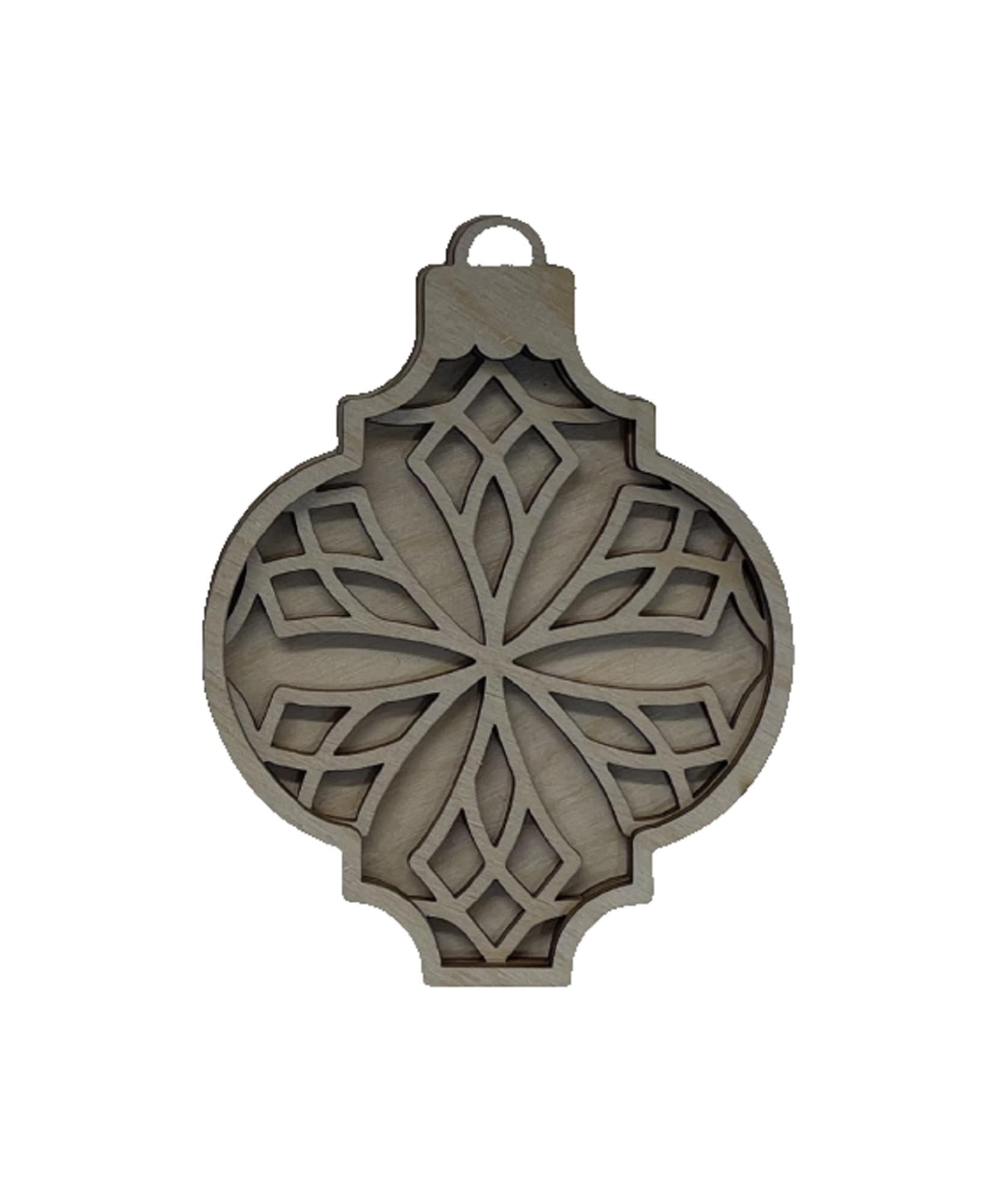 3D Ornament 3 Pieces Laser Cut Out Unfinished ORN109 3D Ornament 3 Pieces Laser Cut Out Unfinished ORN109