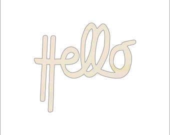 Hello Script Word Wood Sign, Wooden Words, Sign Art, Rustic Cursive ...