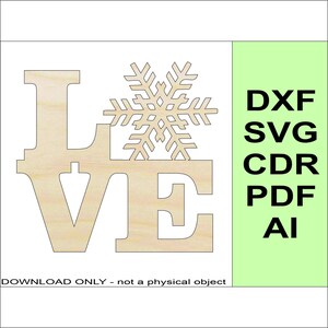 Download Liebe Weihnachten Schneeflocke - Laser CNC Cricut SVG DXF Glowforge Dateien "Nur digitale Dateien"