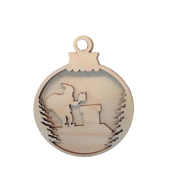 3D Ornament Santa 4 Pieces Laser Cut Out Unfinished ORN76 3D Ornament Santa 4 Pieces Laser Cut Out Unfinished ORN76