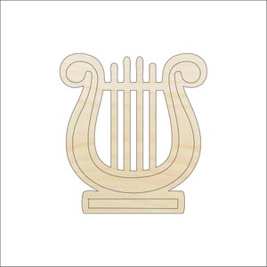 Harp - Laser Cut Out Unfinished Wood Shape Craft Supply MSC7