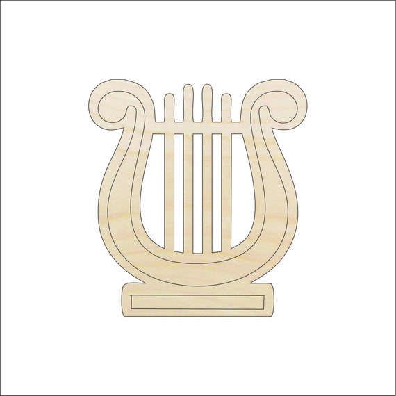 Music Harp Lyre - Laser Cut Out Unfinished Wood Craft Shape MSC7 Music Harp Lyre - Laser Cut Out Unfinished Wood Craft Shape MSC7