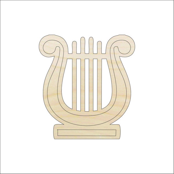 Music Harp - Laser Cut Out Unfinished Wood Shape Craft Supply MSC7