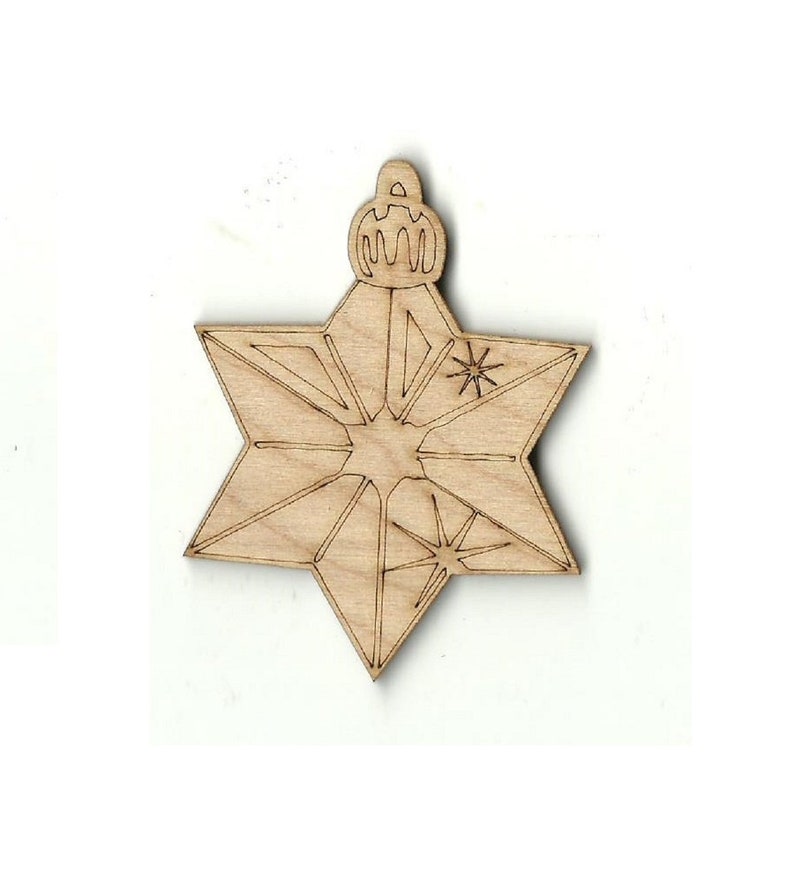 Star Ornament Unfinished Wood Laser Cut Out Shape Craft Supply XMS48