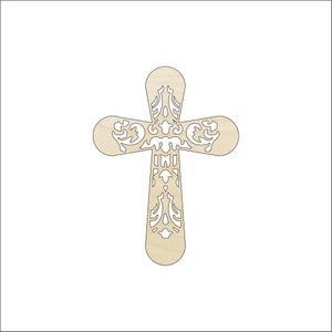 Cross - Laser Cut Out Unfinished Wood Craft Shape REL5 Cross - Laser Cut Out Unfinished Wood Craft Shape REL5