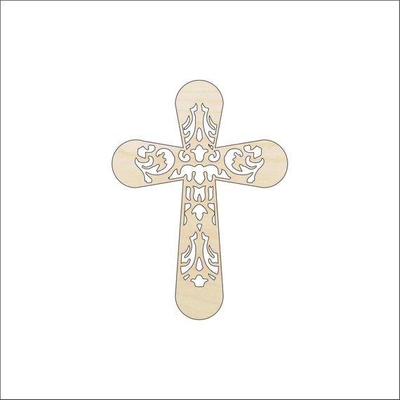 Cross - Laser Cut Out Unfinished Wood Craft Shape REL5 Cross - Laser Cut Out Unfinished Wood Craft Shape REL5