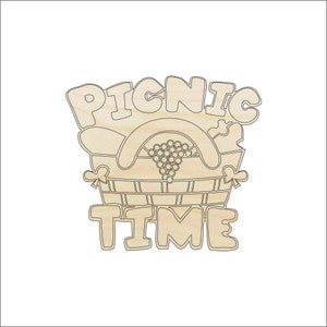 Picnic Time Basket - Laser Cut Out Unfinished Wood Shape Craft Supply FOD161