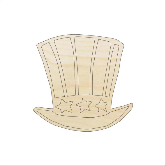 Hat Uncle Sam's - Laser Cut Out Unfinished Wood Craft Shape 4TH7 Hat Uncle Sam's - Laser Cut Out Unfinished Wood Craft Shape 4TH7