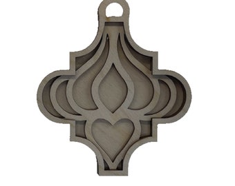3D Ornament 3 Pieces Laser Cut Out Unfinished ORN106 3D Ornament 3 Pieces Laser Cut Out Unfinished ORN106