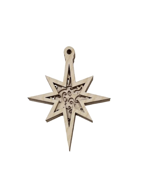 3D Ornament Star 3 Pieces Laser Cut Out Unfinished ORN2 3D Ornament Star 3 Pieces Laser Cut Out Unfinished ORN2